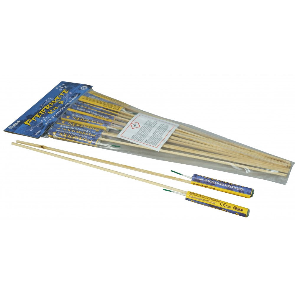 Pfeifrakete Kal. B mit 3-Stufen-Silbercrackern